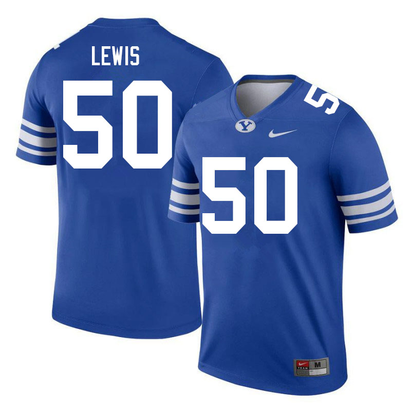 Men #50 Preston Lewis BYU Cougars College Football Jerseys Sale-Royal